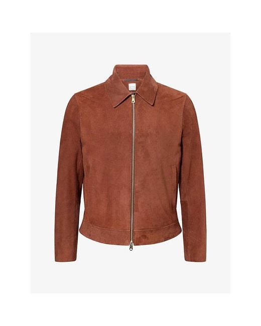 Paul Smith Brown Zipped Suede Jacket for men