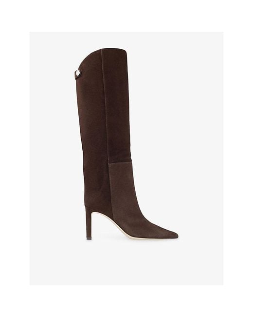 Jimmy Choo Brown Alizze 85 Suede Knee-High Boots