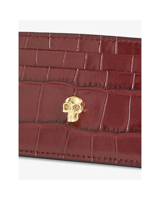 Alexander McQueen Red Classic Skull Leather Card Holder