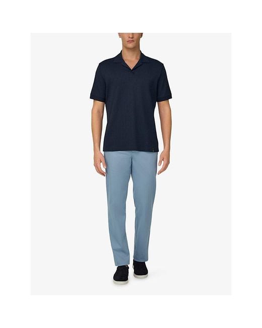 Boggi Blue Jacquard Pima-Cotton Polo Shirt for men