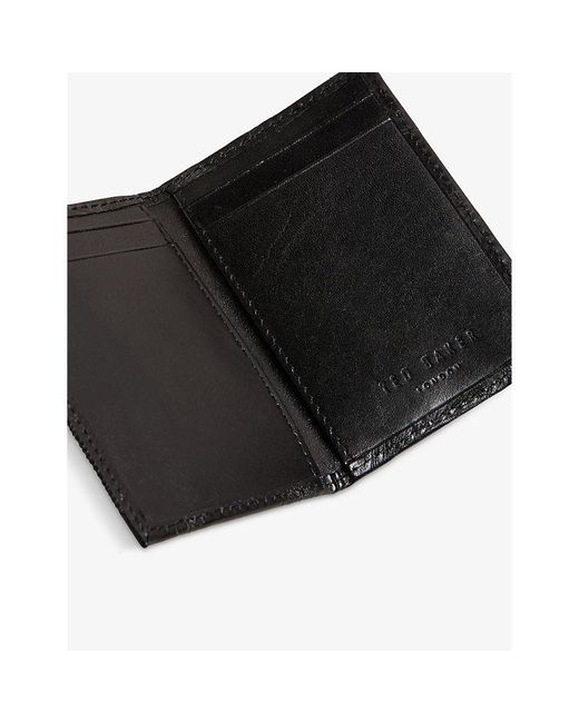 Ted Baker Wincard Leaf Laseretched Leather Card Holder in Black for