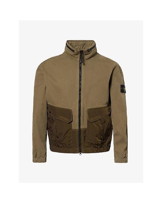 Stone Island Green Panama Hooded Cotton Jacket for men