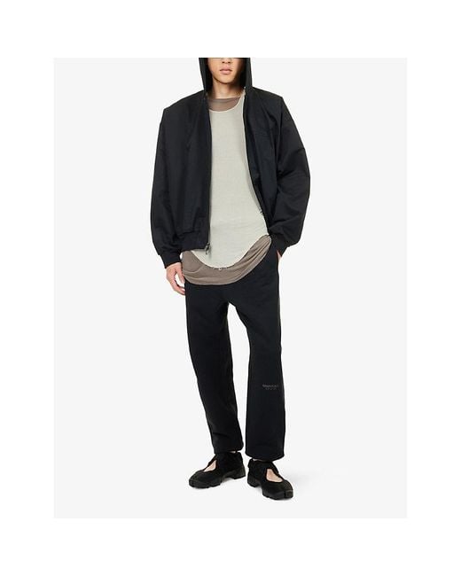 Fear Of God Black Logo-Patch Relaxed-Fit Cotton Blend Hoody for men