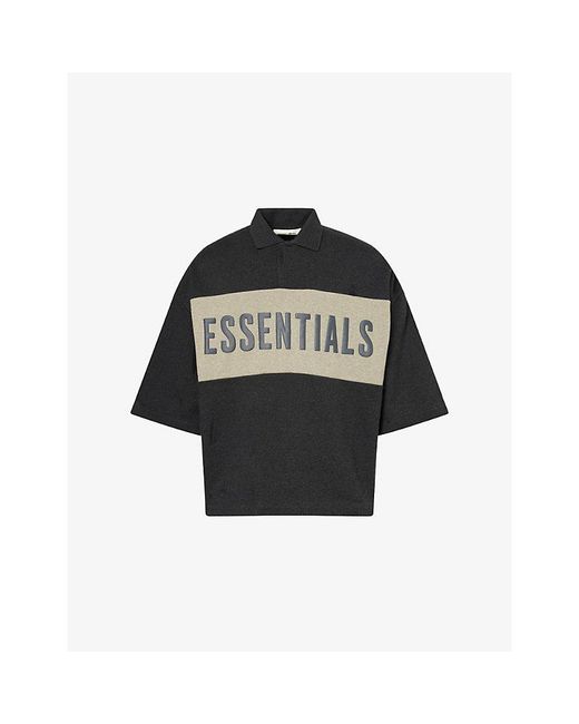 Fear Of God Black Panelled Crop Cotton-Jersey Polo Top for men
