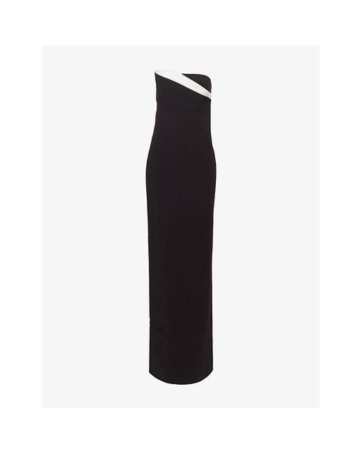 Roland Mouret Black Strapless Drape Crepe Gown