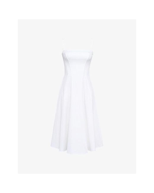 House Of Cb White Dolly Square-Neck Stretch-Cotton Midi Dress