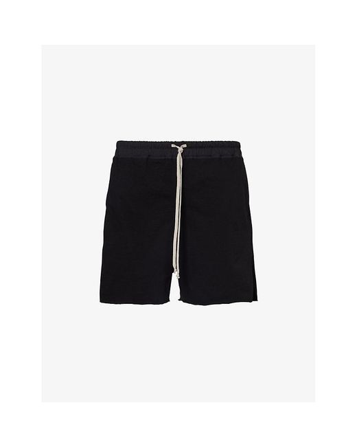 Rick Owens Black Drawstring-Waistband Mid-Rise Stretch-Cotton Shorts for men