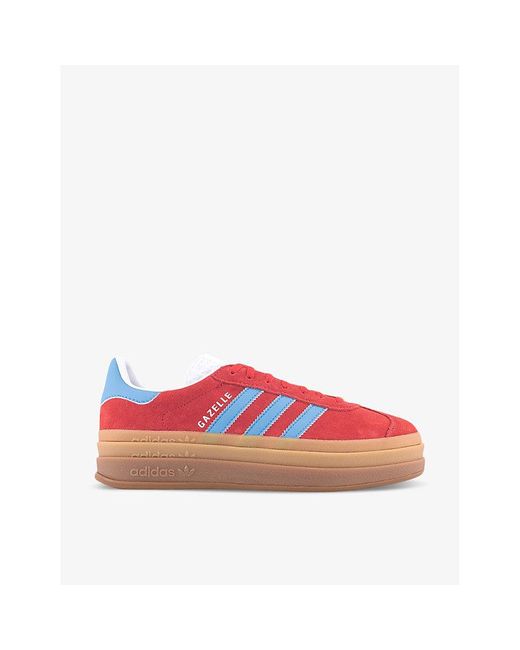Adidas Red Gazelle Bold 3-stripes Suede Low-top Platform Trainers