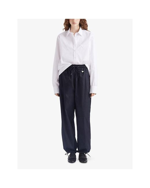 Prada Blue Triangle-Logo Relaxed Re-Nylon Jogging Bottoms