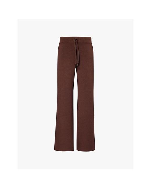 Spanx Brown Air Essentials Wide-Leg High-Rise Stretch-Woven Jogging Bottoms