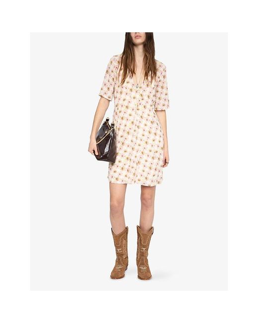 Zadig & Voltaire Natural Rodalas Floral-Print Woven Mini Dress
