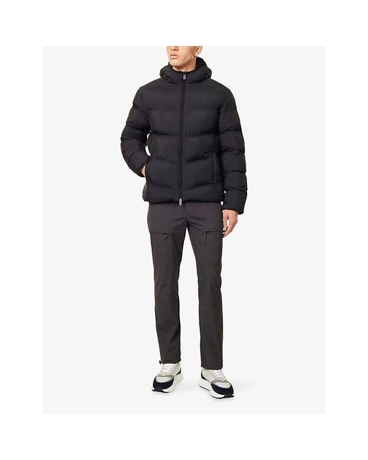Arne Black Chevron Hooded Shell-Down Puffer Jacket for men