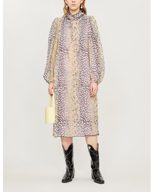 Ganni pink sale leopard dress