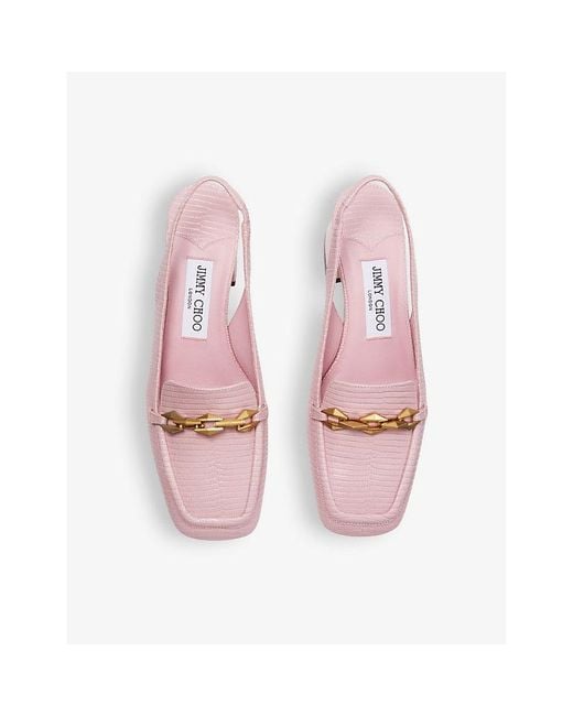Jimmy Choo Pink Diamond Tilda Leather Heeled Loafers