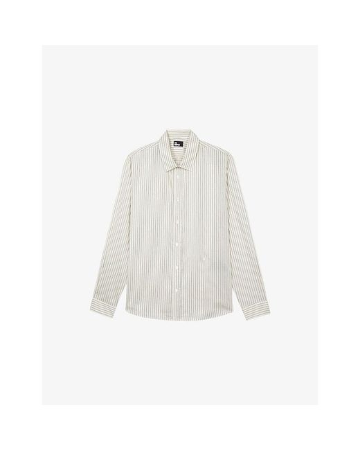 The Kooples White Striped Slim-Fit Cotton Shirt for men