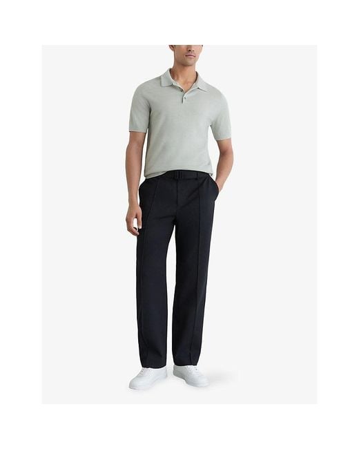 Reiss Gray Manor Regular-Fit Merino Wool Polo Shirt for men