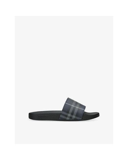 Burberry Blue Check Slides for men