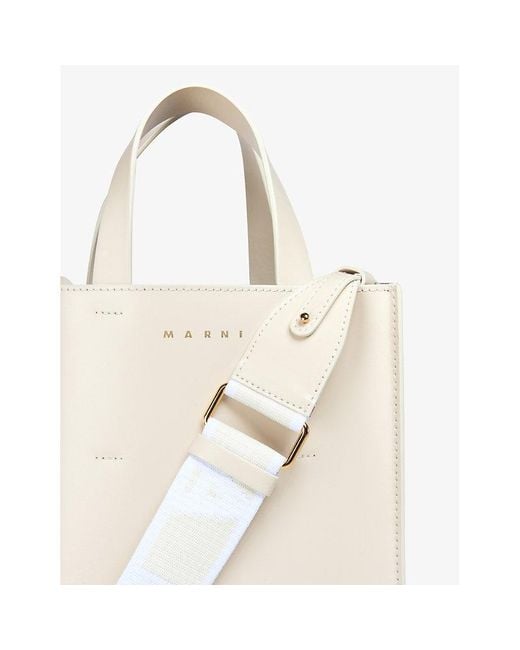 Marni White Museo Leather Tote Bag
