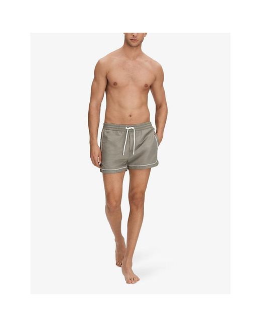 Reiss Gray Azure Contrast-trim Recycled-nylon Swim Shorts for men