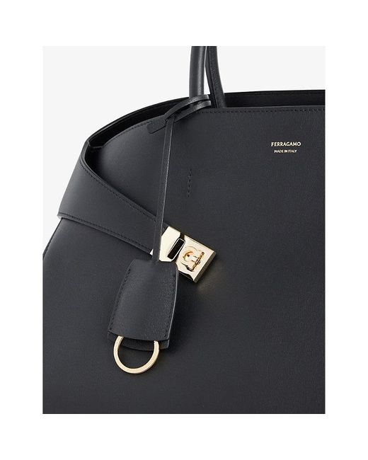 Ferragamo Black Hug Medium Leather Top-handle Bag