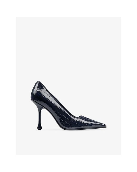 Jimmy Choo Blue Ixia 95 Croc-Embossed Leather Pumps