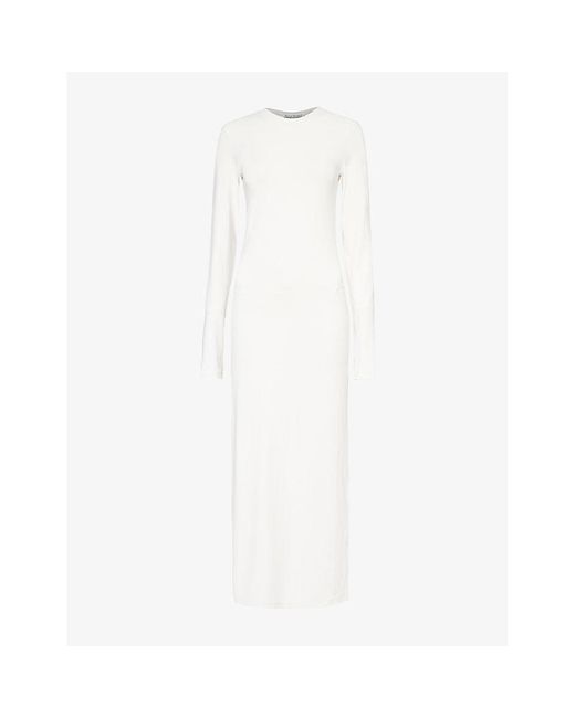 Acne White Efenia Round-neck Stretch-woven Maxi Dress