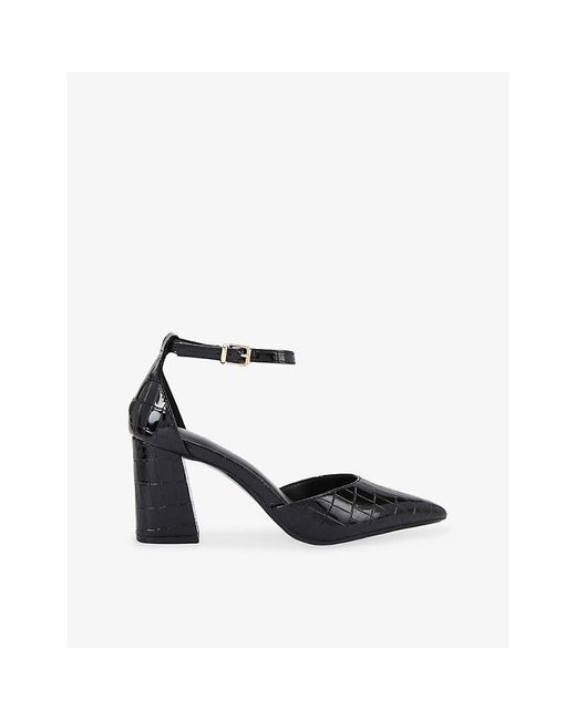 Carvela Kurt Geiger White Refined Crocodile-Embossed Faux-Leather Courts
