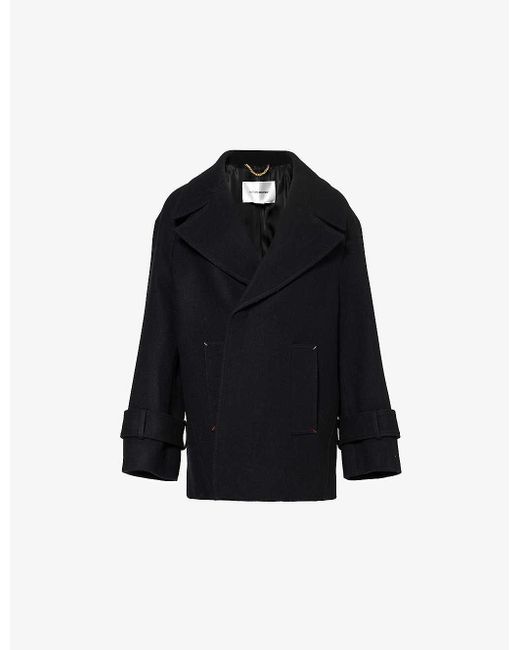 Victoria Beckham Black Oversized Merino Wool-blend Coat