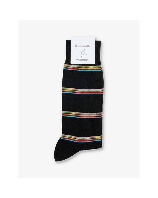 Paul Smith Black Signature Block-stripe Cotton-blend Socks for men
