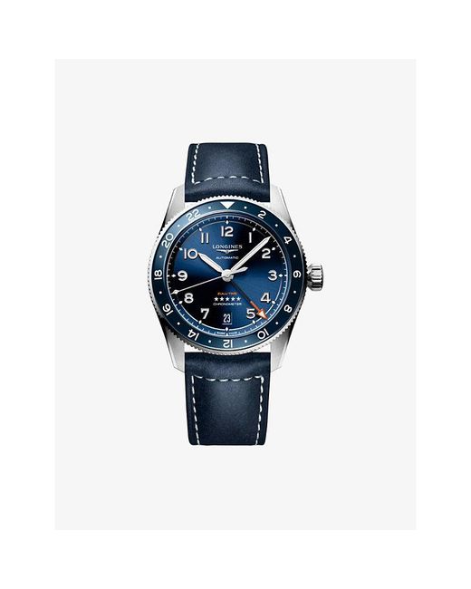 Longines Blue L3.802.4.93.2 Spirit Zulu Time Stainless-Steel And Ceramic Bezel 39Mm Automatic Watch for men