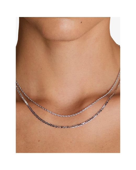 Astrid & Miyu White Illusion Double Chain-Plated Brass Necklace