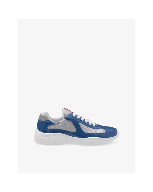 Prada Blue America's Cup Patent-Leather Low-Top Trainers for men