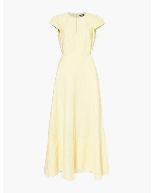 ME+EM Yellow Floral-jacquard Cut-out Woven Maxi Dress