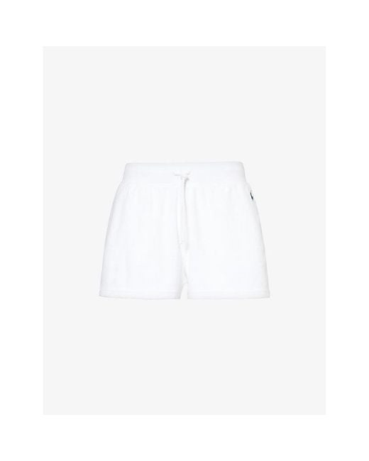 Polo Ralph Lauren White Athletic Logo-embroidered Terry Cotton And Recycled-polyester Shorts