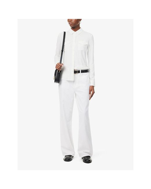 Rag & Bone White Luca Textured-weave Slim-fit Stretch-woven Shirt