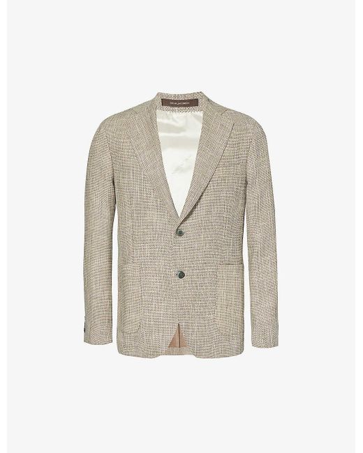 Oscar Jacobson White Ferry Patch-pocket Single-breasted Stretch-cotton Blazer for men