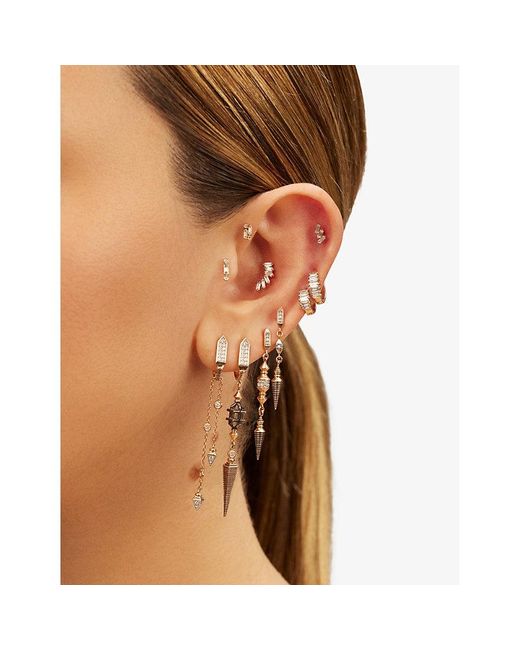 Kismet by Milka Metallic Silva 0.20Ct Diamond Drop Huggie