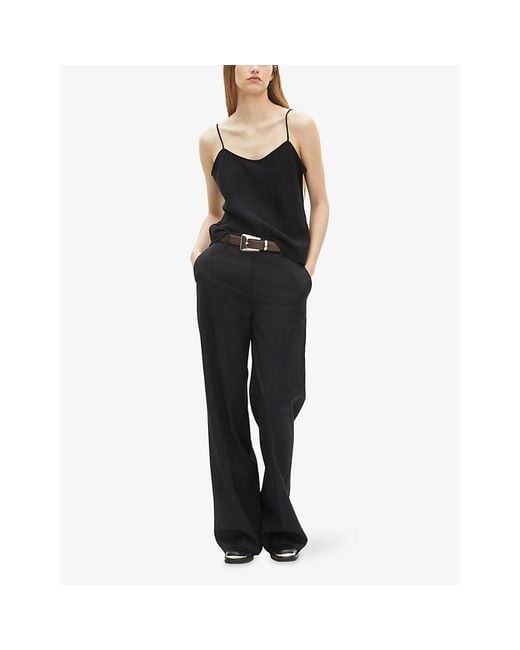 The Kooples Brown Western-Buckle Leather Belt