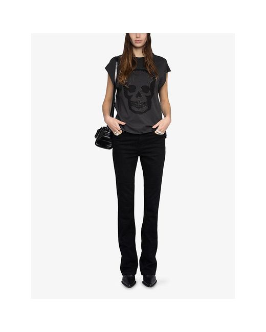 Zadig & Voltaire Black Cloe Skull-Motif Cotton-Jersey Tank Top