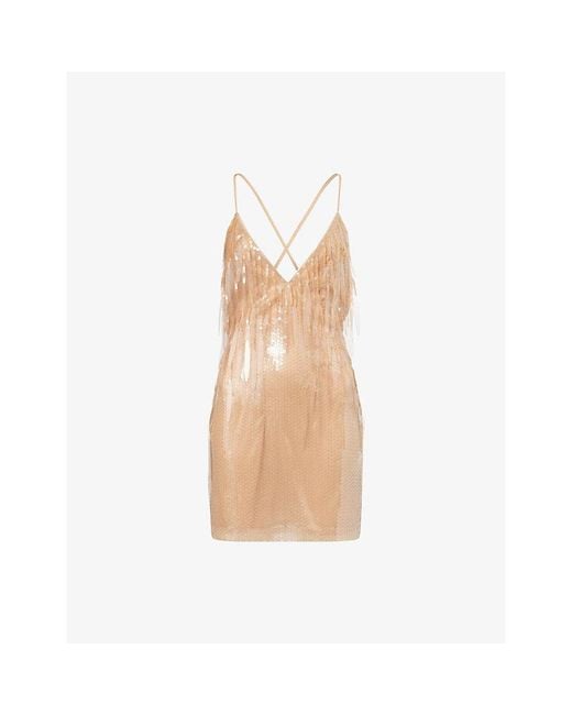 David Koma White Cami Sequin-Embellished Tulle Mini Dress
