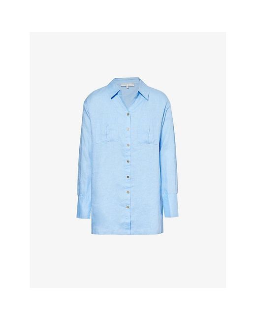 Heidi Klein Blue Hydra Patch-pocket Relaxed-fit Linen Shirt