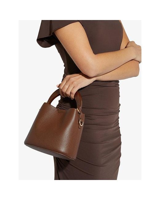 Dune Brown Dharla Moulded-Handle Leather Handbag