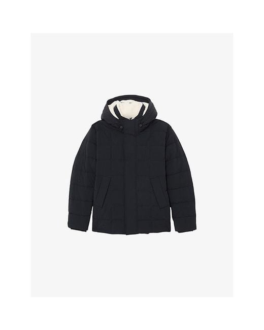 Reiss Blue Klause Borg-Lined Quilted Puffer Jacket for men