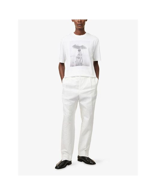 Jacquemus White Le Campagne Photograph-Print Cotton And Hemp-Blend T-Shirt for men