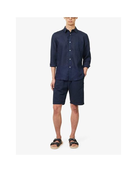Derek Rose Blue Monaco Regular-fit Linen Shirt for men
