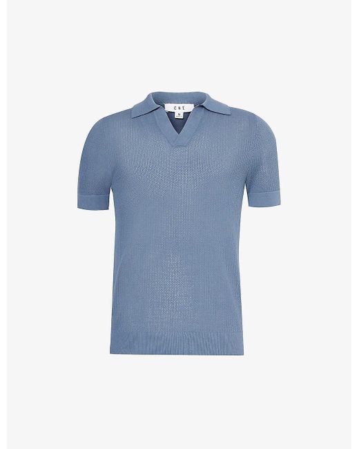 CHE Blue Libera Cotton Knitted Polo Shirt X for men