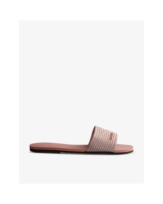 Havaianas Brown You Malta Logo-Embellished Woven And Rubber Sliders