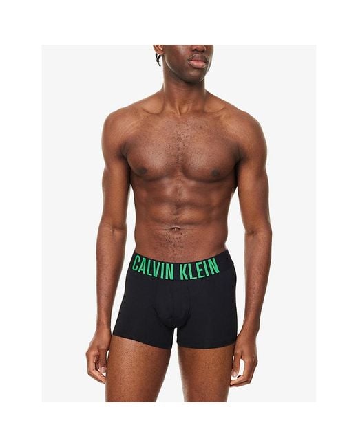 Calvin Klein Gray Intense Power Logo-Waist Pack Of Three Stretch-Jersey Trunks for men