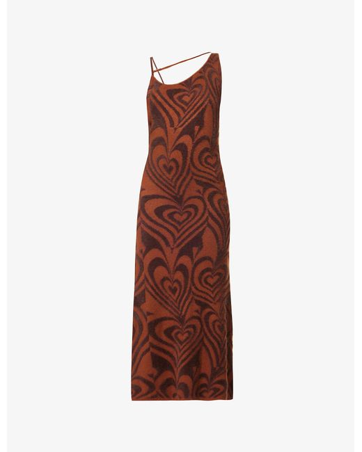 House Of Sunny Brown Shape Of My Heart Hockney Stretch-knit Midi Dress