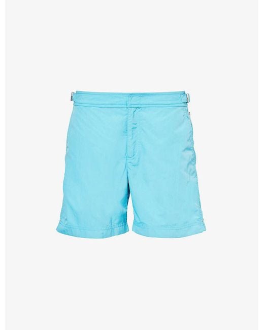Orlebar Brown Blue Bulldog Logo-tab Regular-fit Swim Shorts for men